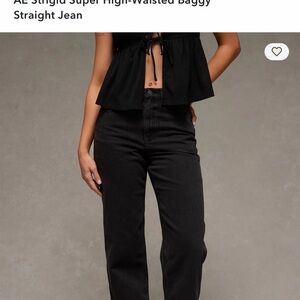 American Eagle Outfitters Black High-Rise Straight Jeans